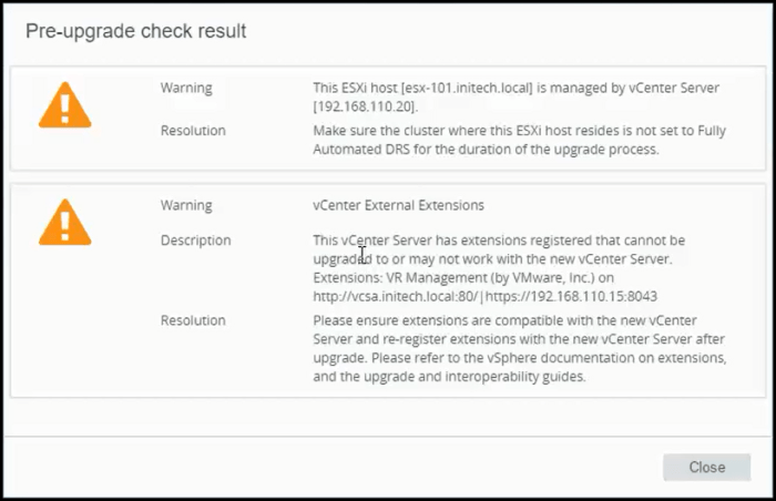 13c - precheck warnings